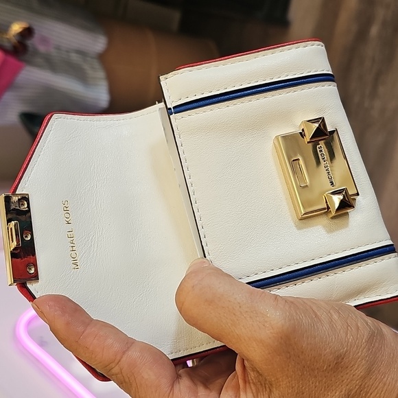 Michae,l Kors, White, Red, Colorful, Leather, Wallet, Gold, Summer, Designer - Picture 7 of 8